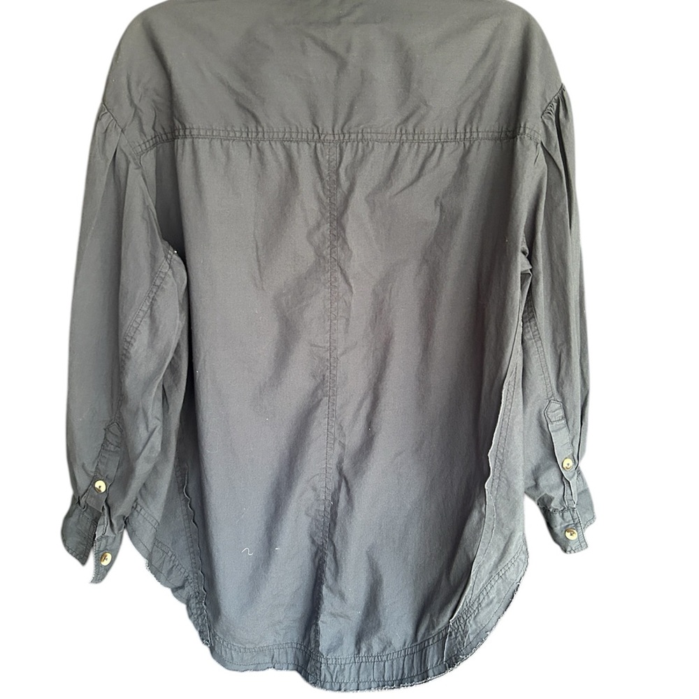 We The Free People Button Down Shirt Women’s Size XS Gray Oversized Casual Boho - Picture 3 of 4
